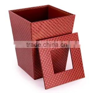 Leather Red Trash Can (PU) thumbnail-3