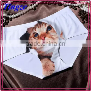 Ice Silk Girls Briefs Seamless Sexy 3D Print Cats Women Panties thumbnail-1