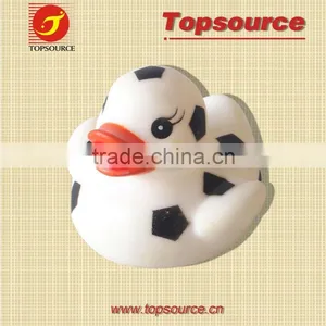 Football Design Vinyl Soft Duck Baby Bath Kids Toys for Promotion thumbnail-1