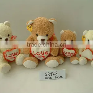 20cm/30cmbeautiful Customized Soft Plush Stuffed Bear Animal Toy With Embroidered Heart Pillow&silk Bowtie for Valentine Day thumbnail-1