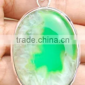 Sterling Silver Labradorite Pendant, Semiprecious Stone Pendant, Charms thumbnail-1