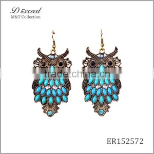 2016 Fashion Designs Women's Vintage Jewellery Earrings Bohemian Style Owl Gold/Silver Plating Drop Earrings thumbnail-1
