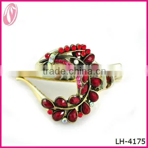 New Arrival Girls Barrettes With Red Crystal, Oxhorn Hair Clips Crystal Wholesale thumbnail-1