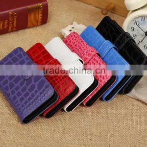 2013 Newest Wallytech For Iphone 5 5S 5C Wallet Crocodile Grain Leather Case With Stand and Card Holder thumbnail-1