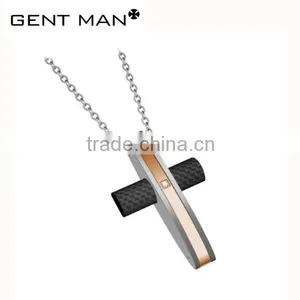 Charm Stainless Steel Cross Pendant Necklace Rose Gold Cross Pendant With CZ thumbnail-1