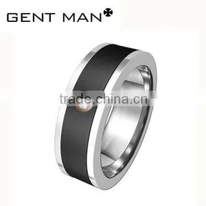 Men's Tungsten CZ Bands With Mirror Polished Tungsten Stripe Jewelry Ring thumbnail-1