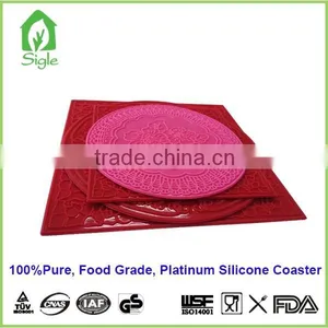 Big Size Round India Print Silicone Coaster/ Silicone Cup Mat thumbnail-3