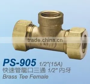 High Quality Taiwan Made Brass Pipe Fitting Tee thumbnail-1