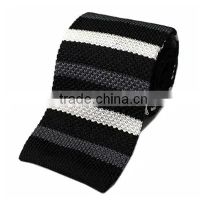 Fashion Black and White Strip Kintted Tie thumbnail-1