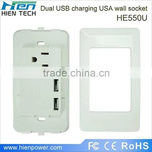 America Type USB Wall Socket 1 Gang 2 USB Ports thumbnail-3