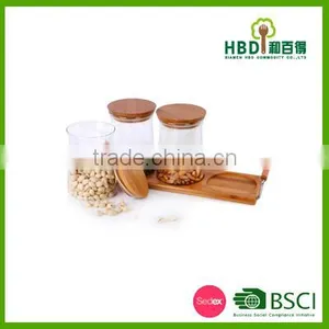 New Transparant Glass Jar/glass Canister With Airtight Bamboo Lid thumbnail-2