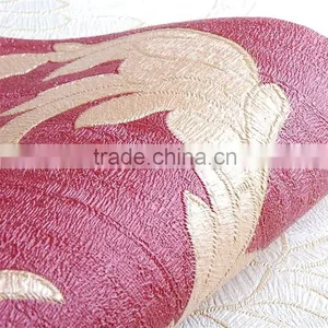 Deep Embossed Pvc Wallpaper /wall Murals With Decorative Flowers thumbnail-2