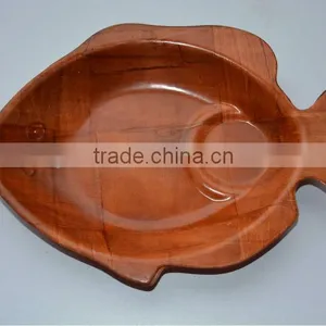 White and Red Fish Shape Bamboo and Wooden Plate for Family,and Kid Tablware thumbnail-1