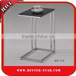 Black Tempered Glass Coffee Table, Metal Glass Coffee Table, Glass Top Coffee Table thumbnail-3