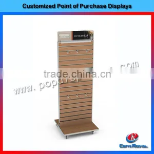 Wholesale Retail Store Floor Wood Display Stand Slatwall With Wheels thumbnail-1