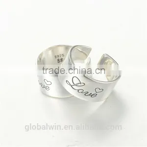 925 Silver Open Adjustable Fashion Love Alphabet Finger Ring For Valentine'S Day Gift thumbnail-4