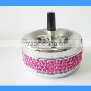 DCA009113 Table Style Rotatable Metal Ashtray With Rhinstone Wrapped thumbnail-1