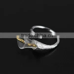 925 Sterling Silver Piezoelectric Crystal Horse Shoe Louts Ring Adjustable Ring Jewelry Supplise 6260557 thumbnail-2