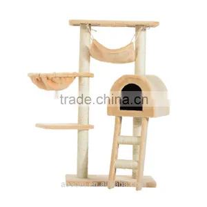 PawHut 100 cm Deep Cream Cat Tree Scratching Activity Center thumbnail-1