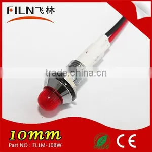 Filn 10mm Panel Mount Metal Chrome Plated Brass Bezel Pre Wired Super Bright Red Lens Bidirectional Led Indicator Panel Light thumbnail-1