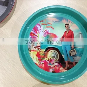 Non-slip Printing Metal Tin Round Serving Tray thumbnail-1