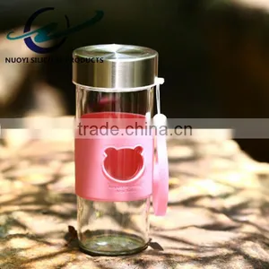Cute Cat Shape Short Glass Bottle Silicone Cup Sleeve thumbnail-4