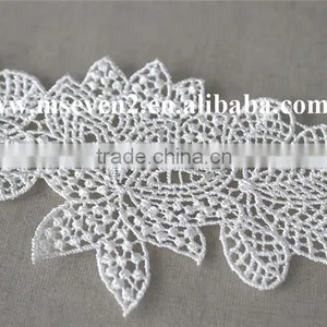 Reasonable Price Polyester Net Lace Trim ,rhinestone Lace Trim in White Non- Elastic Lace Trim for Clothing Making thumbnail-2