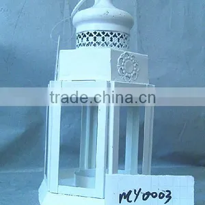 White Metal Lantern With Clear Glass Wall thumbnail-1