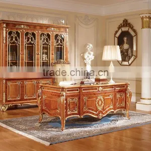 Luxury Executive Office Desk, Retro Wood Carving Office Table/Writing Desk, Graceful Home Office Furniture Set thumbnail-1