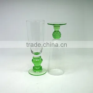 Unique Design Champagne Flute Wine Glass Green Stemware thumbnail-4