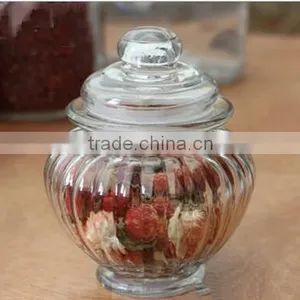 Drum Lantern Shape Glass Candy Tea Canisters With Gasket Ring thumbnail-1