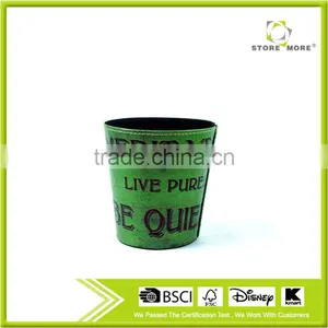 2016 Household The Letter Green Faux Leather Trash Can No Lid thumbnail-1