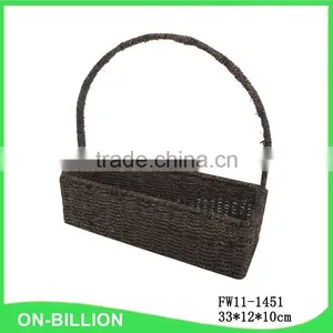 High Handle Black Color Seagrass Basket thumbnail-1