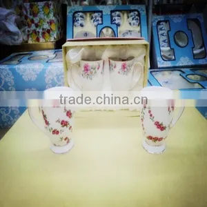 Bone China Ceramic Porcelain Couple Cup Mug With Foot thumbnail-1