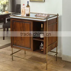 Cabinet Mini Bar With Marble Top Mahogany Wood Furniture, American Wood Furniture Style, Hotel Furniture Project thumbnail-1