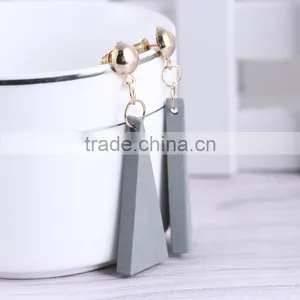 Korea Style Stud Personality Triangle Wooden Earrings thumbnail-1