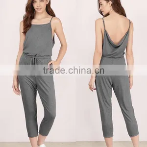 Wholesale Fashion Women Clothing Spaghetti Straps Casual Cheap Cotton Romper Backless Sexy Slim Fit Bodycon Jumpsuit thumbnail-1