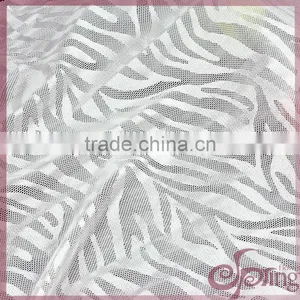White Zebra Design Shining Soft Elastic Tricot Lace, Fashion Swiss Lace Fabric thumbnail-1