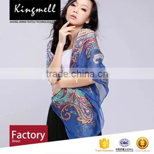 Customized Fashion Pure Digital Print Silk Scarf With Bright Vivid Colors thumbnail-1