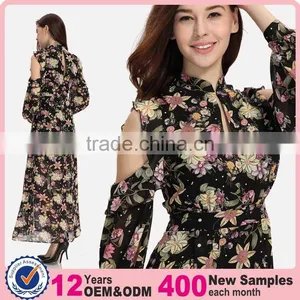 Digital Print Long Chiffon Maxi Woman Dress thumbnail-1