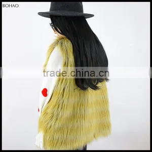 New Style Long Yellow Fur Fashion Wholesale Faux Fur Girls Vest thumbnail-5