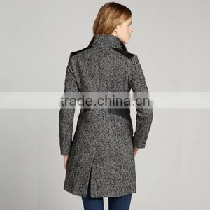 Bulk Fashion Black White Tweed Coat for Women thumbnail-3
