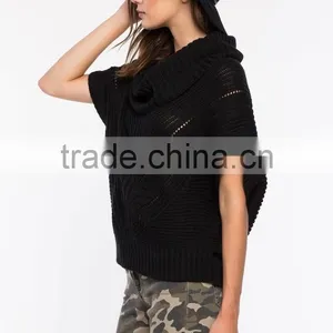 Best Selling Black Cable Cowl Neck Women Sweater Wholesale thumbnail-3