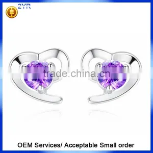 925 Sterling Silver High Polished Plated Heart Earrings thumbnail-1