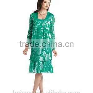 3 Colors Long Sleeve Knee Length Mother Party Dress thumbnail-1