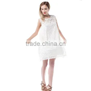 Maxnegio Hot Sale White Lace Short Dress for Ladies thumbnail-3