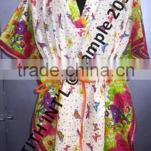 Viscose Printed V Neck Gown thumbnail-1