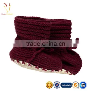 Booties Gold Folded Front Hand Knit Wool Cashmere Booties thumbnail-2