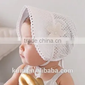 New Baby Lace Bonnet Hat Lacy Baby Girl Bonnet Hat Newborn Lace Ruffled Baby Bonnet thumbnail-1
