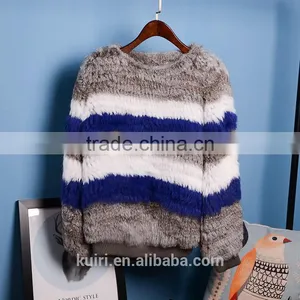 Multifunctional Women Genuine Knitted Coat Rabbit Fur Jackets Natural Winter Fashionable thumbnail-4